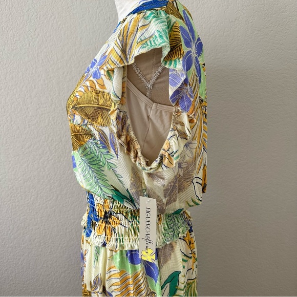 Figueroa & Flower Women's Multicolor Floral Midi Shirred Waist Dress NWT Size L - Picture 6 of 15